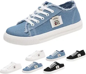 2024 New Women's Canvas Shoes Fringed Hem Denim Fabric Autumn Style Spring Casual Sports Preppy Flat Sneakers for Students