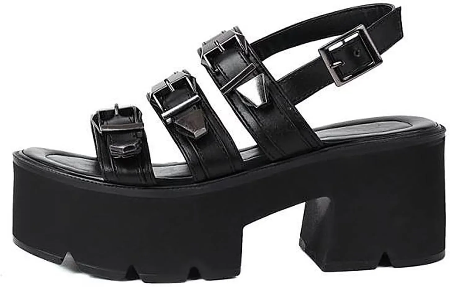 Agodor Women's Strappy Chunky Heeled Roman Gladiator Sandals High Heels Gothic Platform Open Toe Caged Shoes