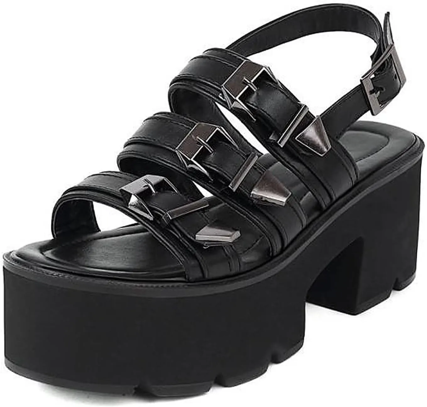 Agodor Women's Strappy Chunky Heeled Roman Gladiator Sandals High Heels Gothic Platform Open Toe Caged Shoes