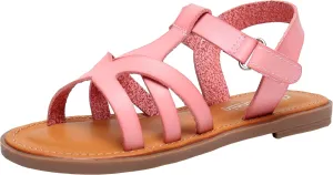 Ahannie Girls Strappy Sandal,Kids Open-Toe Summer Flat Sandal
