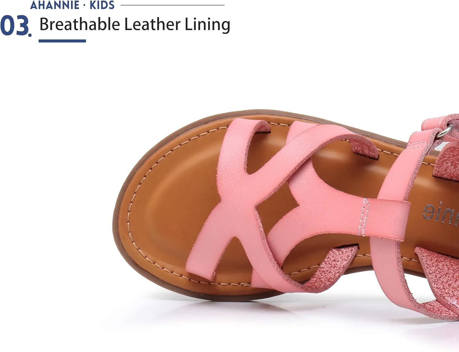 Ahannie Girls Strappy Sandal,Kids Open-Toe Summer Flat Sandal