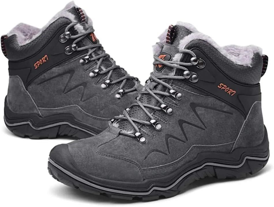 ailishabroy High Top Sneakers For Men Winter Warm Climbing Hiking Shoe Lace Up Ankle Boots