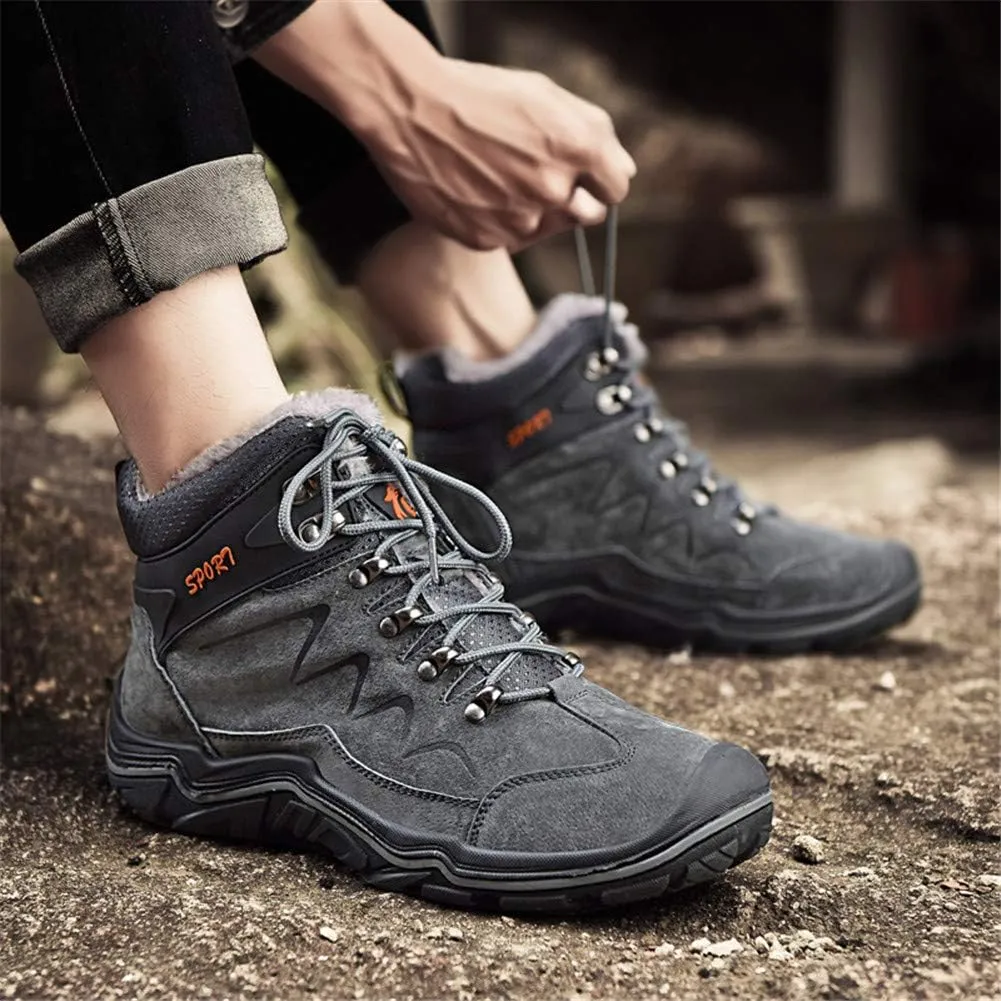 ailishabroy High Top Sneakers For Men Winter Warm Climbing Hiking Shoe Lace Up Ankle Boots