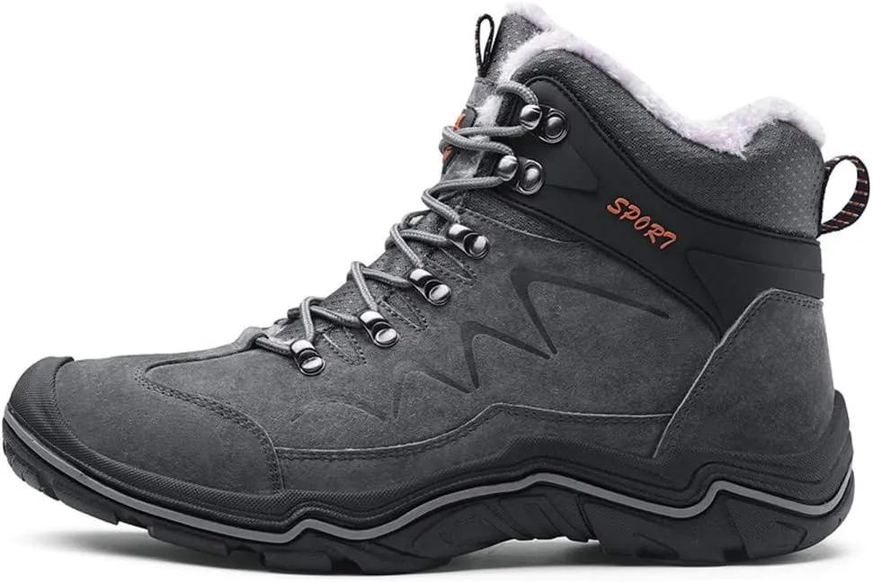 ailishabroy High Top Sneakers For Men Winter Warm Climbing Hiking Shoe Lace Up Ankle Boots