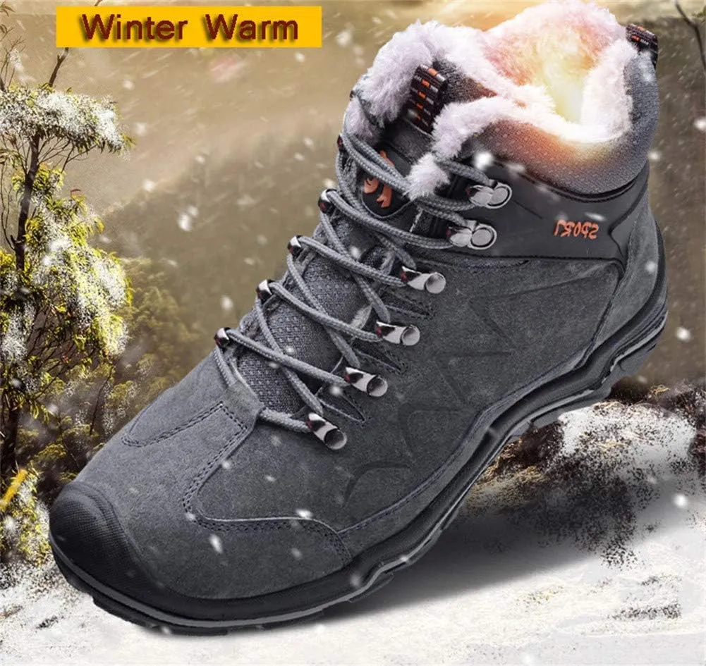 ailishabroy High Top Sneakers For Men Winter Warm Climbing Hiking Shoe Lace Up Ankle Boots