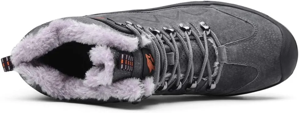 ailishabroy High Top Sneakers For Men Winter Warm Climbing Hiking Shoe Lace Up Ankle Boots