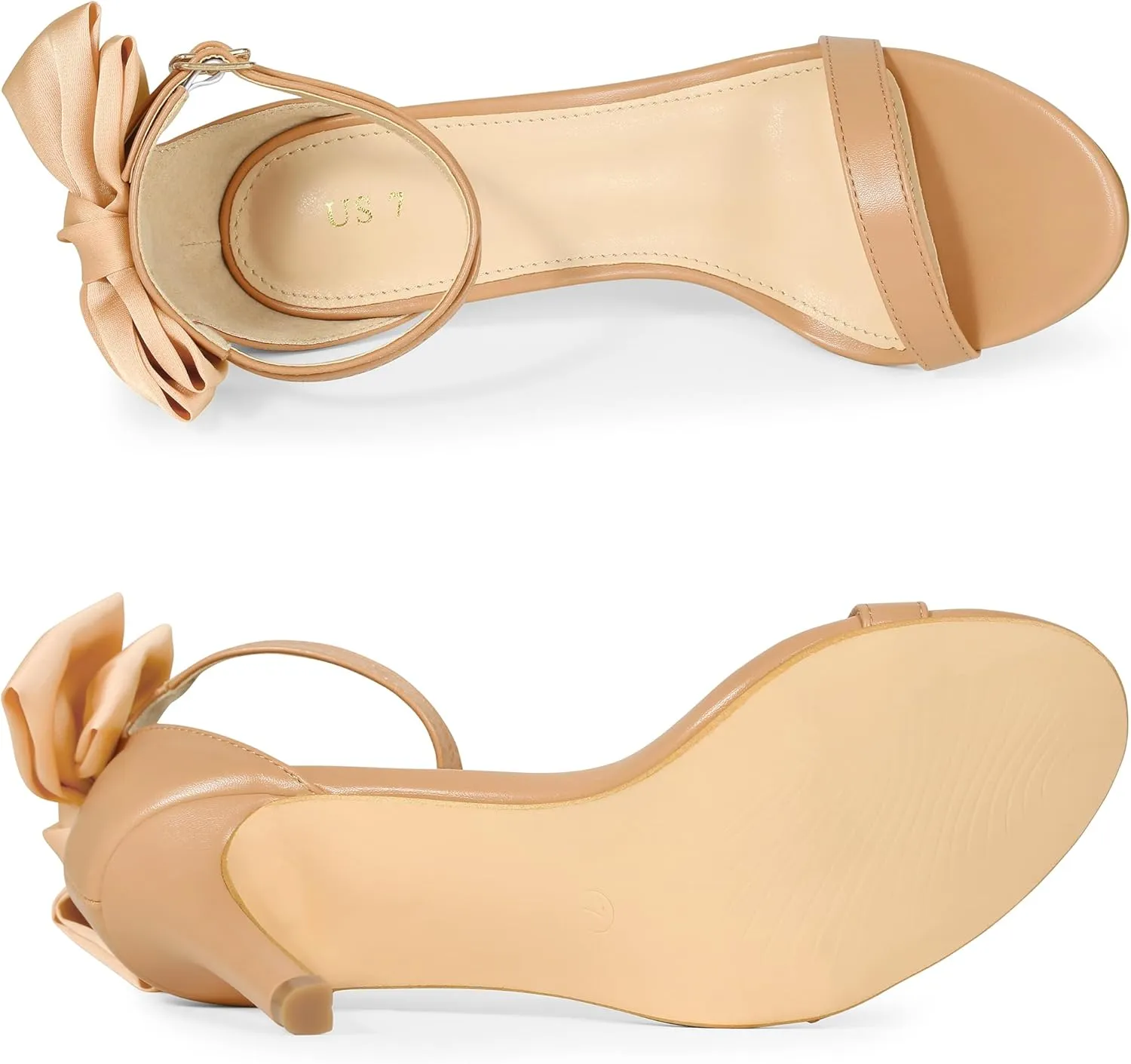 Allegra K Women's Heel with Bow Back Open Toe Stilettos Heels Sandals