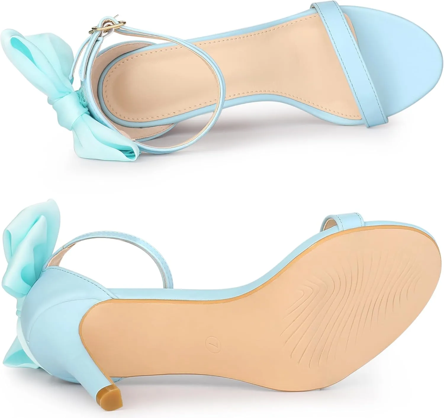 Allegra K Women's Heel with Bow Back Open Toe Stilettos Heels Sandals