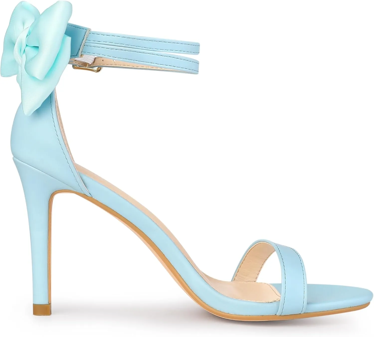 Allegra K Women's Heel with Bow Back Open Toe Stilettos Heels Sandals