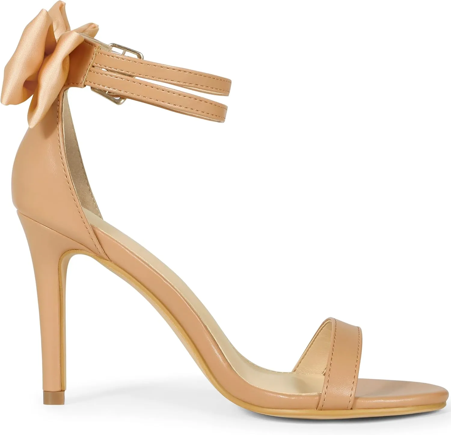 Allegra K Women's Heel with Bow Back Open Toe Stilettos Heels Sandals
