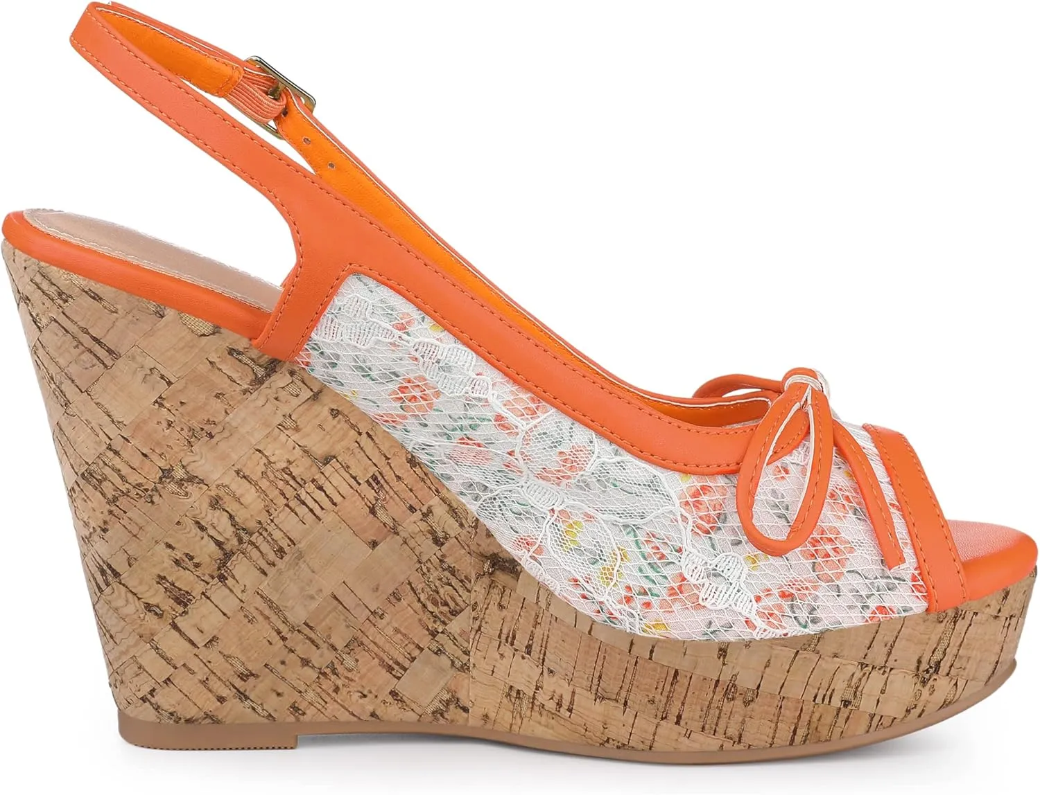 Allegra K Women's Lace Platform Wedges Wedge Heel Sandals