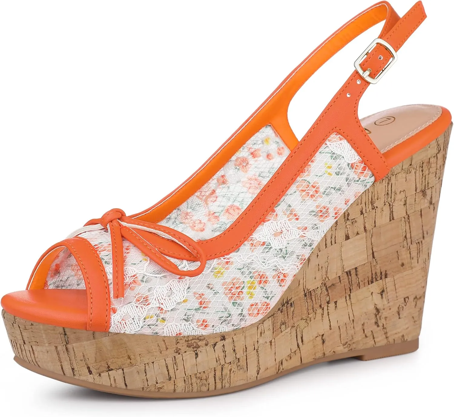Allegra K Women's Lace Platform Wedges Wedge Heel Sandals