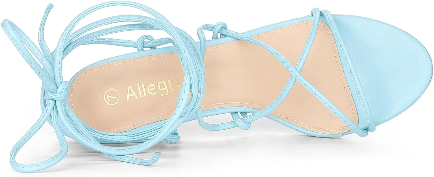 Allegra K Women's Lace Up Open Toe Strappy Stiletto Heels Sandals