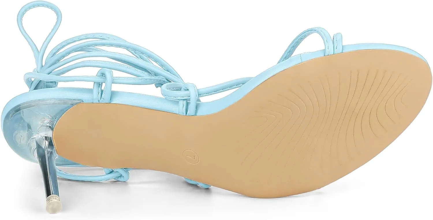 Allegra K Women's Lace Up Open Toe Strappy Stiletto Heels Sandals