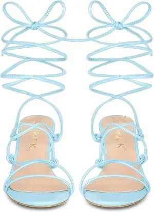 Allegra K Women's Lace Up Open Toe Strappy Stiletto Heels Sandals