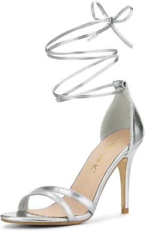 Allegra K Women's Open Toe Lace Up Stiletto Heels Sandals