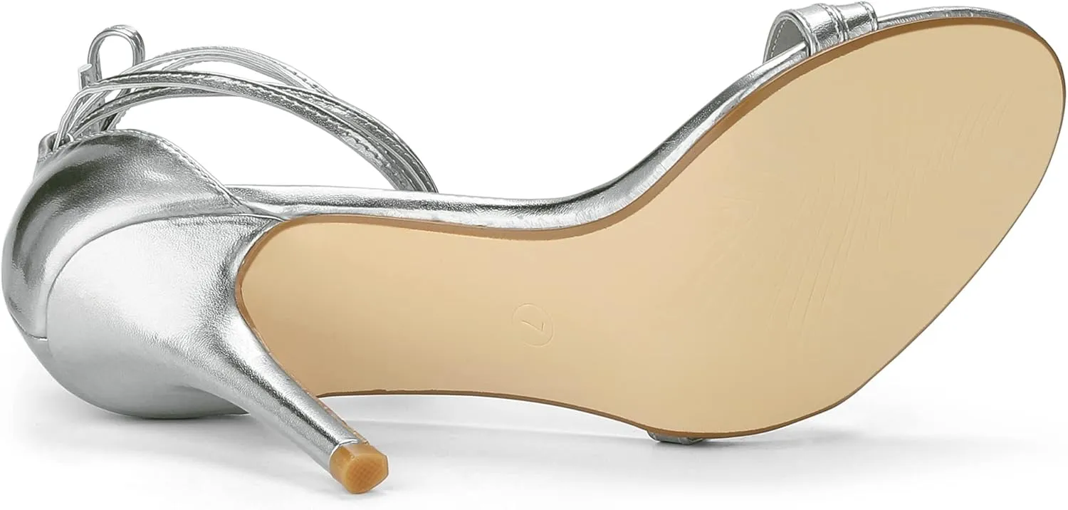 Allegra K Women's Open Toe Lace Up Stiletto Heels Sandals