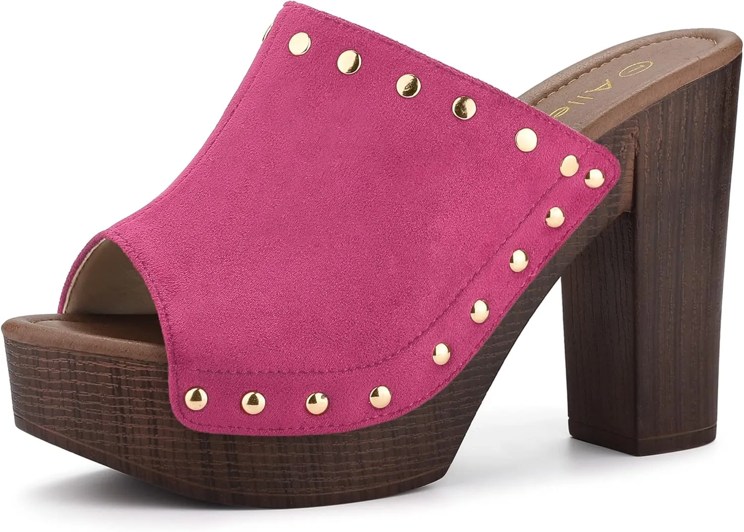 Allegra K Women's Open Toe Platform Block Heel Slides Sandals