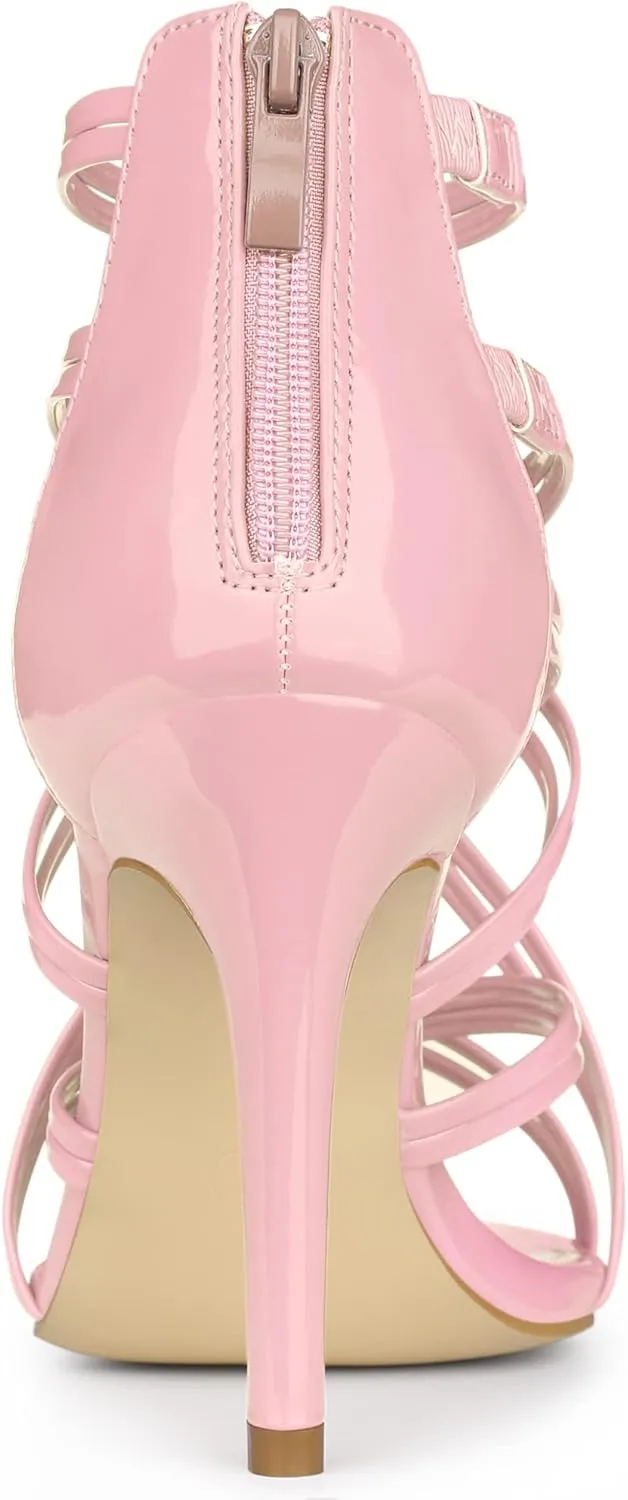 Allegra K Women's Open Toe Strappy Stiletto Heel Lace Up Sandals