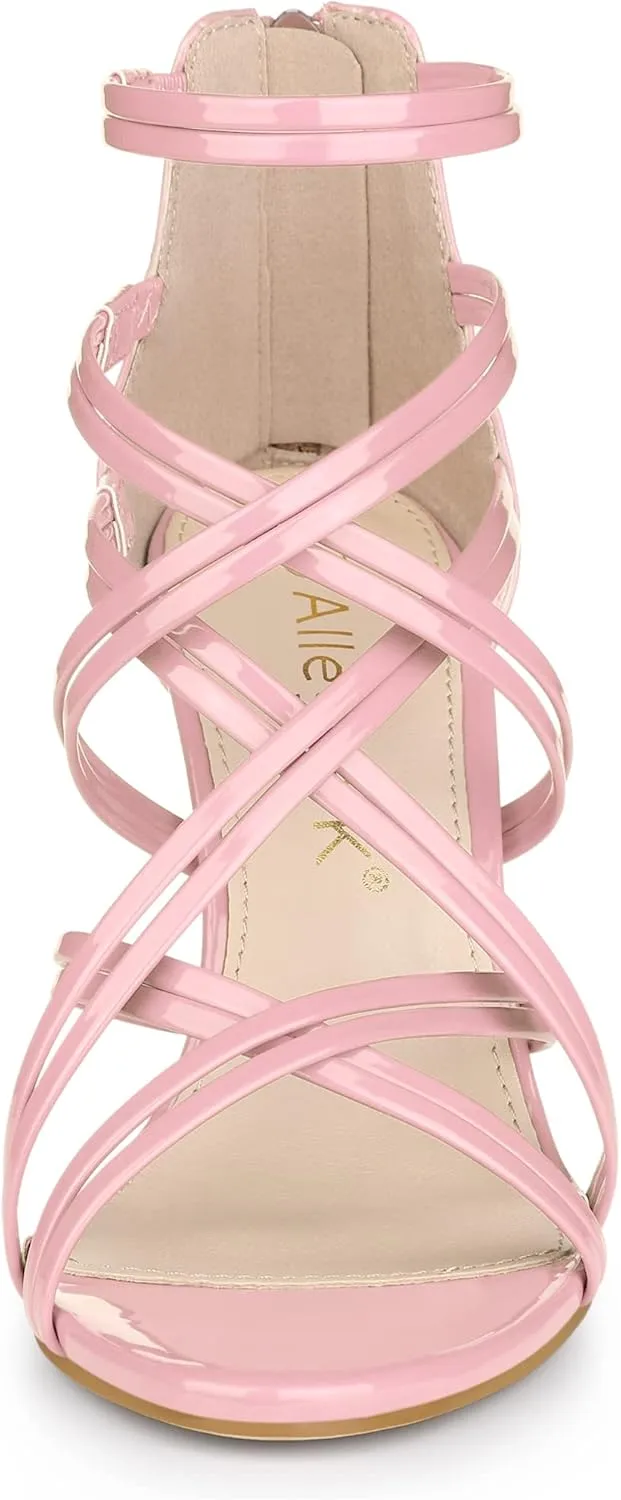 Allegra K Women's Open Toe Strappy Stiletto Heel Lace Up Sandals