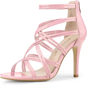 Allegra K Women's Open Toe Strappy Stiletto Heel Lace Up Sandals