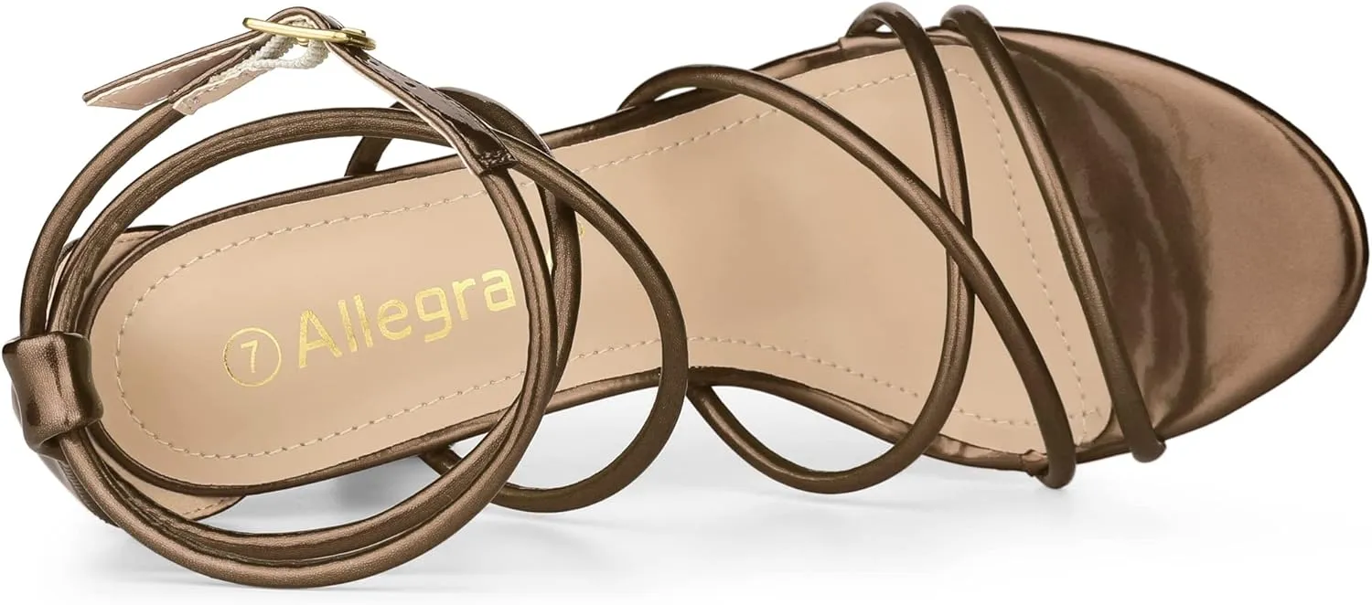 Allegra K Women's Open Toe Strappy Straps Stiletto Heel Sandals