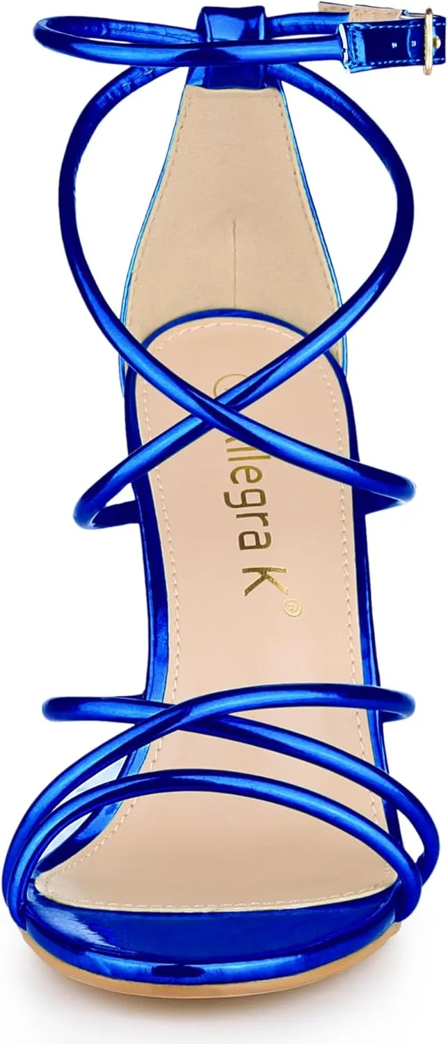 Allegra K Women's Open Toe Strappy Straps Stiletto Heel Sandals