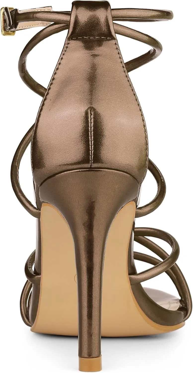 Allegra K Women's Open Toe Strappy Straps Stiletto Heel Sandals