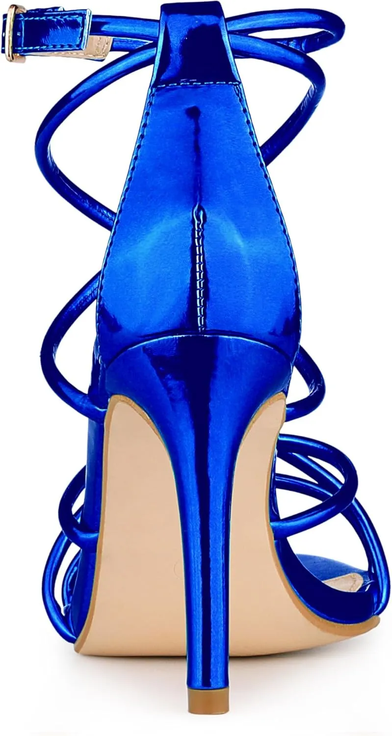 Allegra K Women's Open Toe Strappy Straps Stiletto Heel Sandals