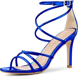 Allegra K Women's Open Toe Strappy Straps Stiletto Heel Sandals
