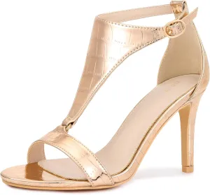 Allegra K Women's T Strap Open Toe Stiletto Heel Sandals