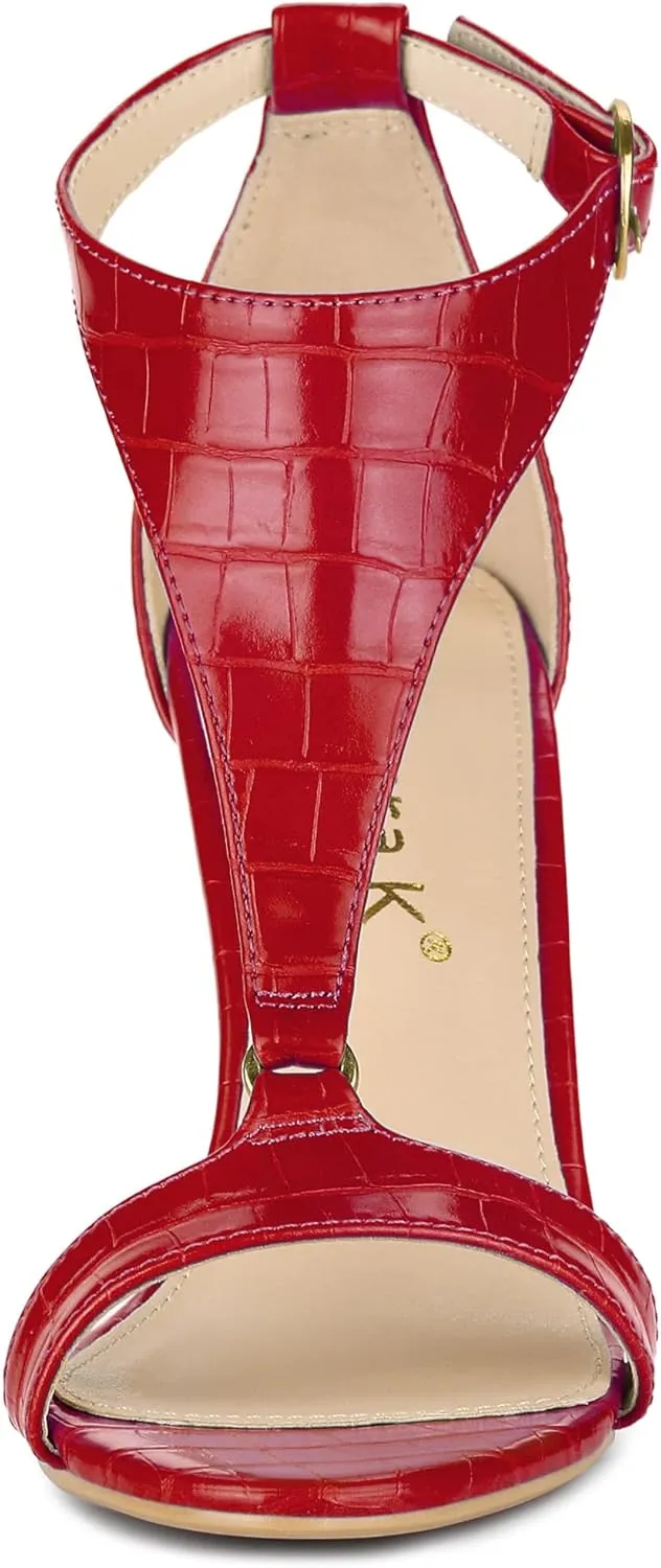 Allegra K Women's T Strap Open Toe Stiletto Heel Sandals