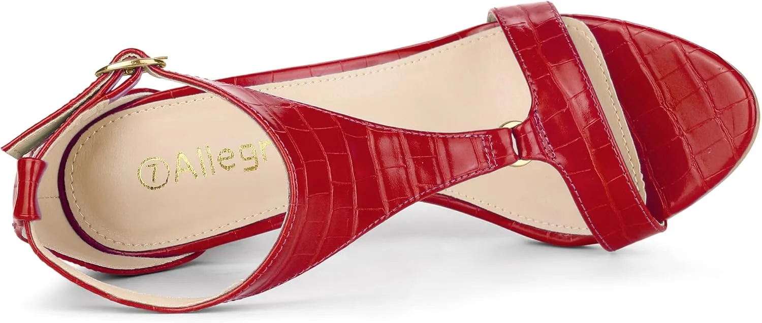 Allegra K Women's T Strap Open Toe Stiletto Heel Sandals