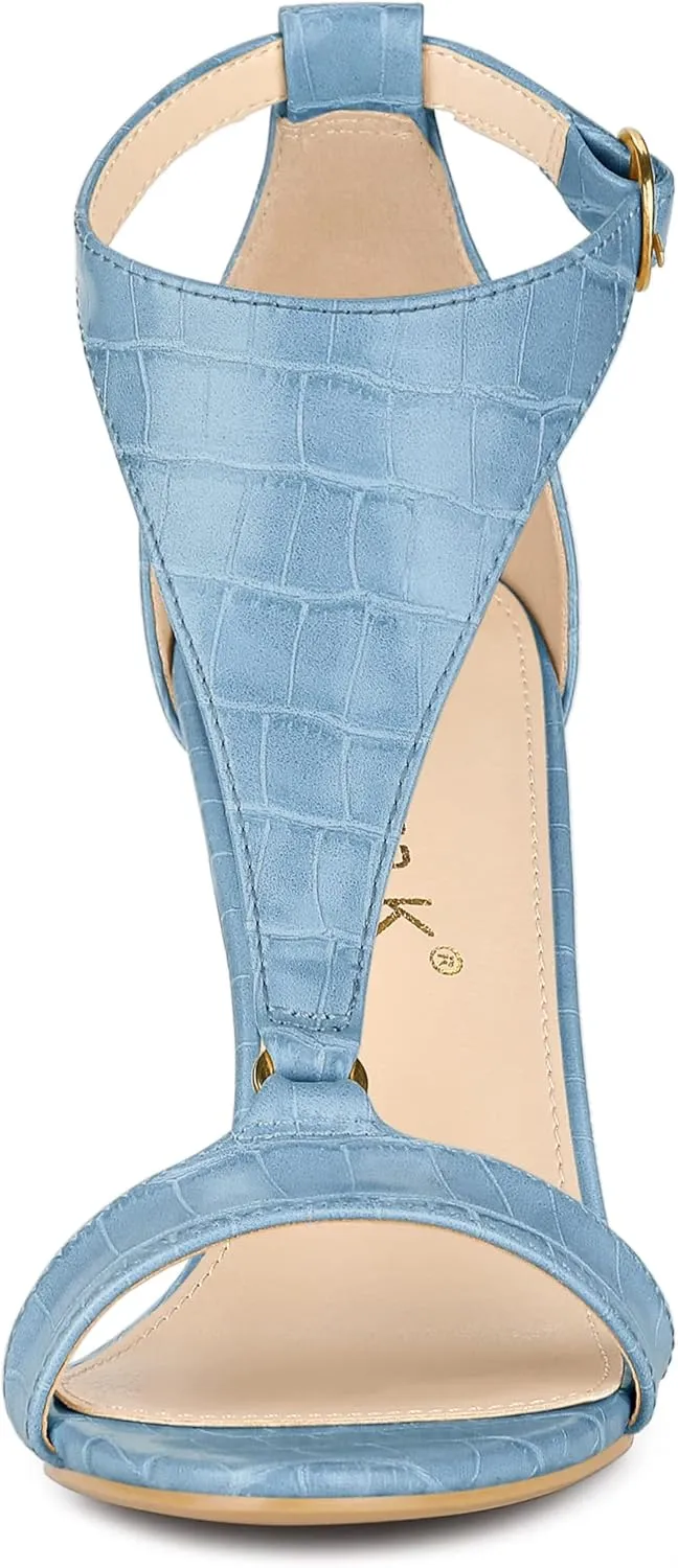 Allegra K Women's T Strap Open Toe Stiletto Heel Sandals