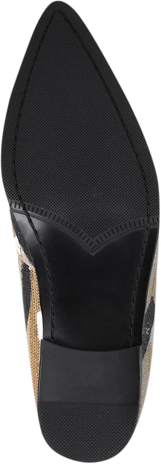 Amali Sparkling Smoking Slipper with Metal Tip - Men's Dress Shoes - Party Loafers for Men - Metallic Loafers for Men - Mens Disco Shoes - Designer Shoes