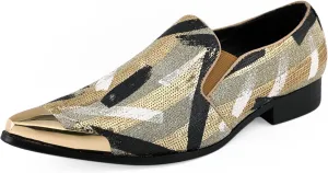 Amali Sparkling Smoking Slipper with Metal Tip - Men's Dress Shoes - Party Loafers for Men - Metallic Loafers for Men - Mens Disco Shoes - Designer Shoes