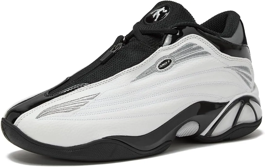 AND1 Mad Game Pro Mens Basketball Shoes, White or Black Basketball Shoes Men, Retro Leather Athletic Sports Sneakers Mens Size 9-14