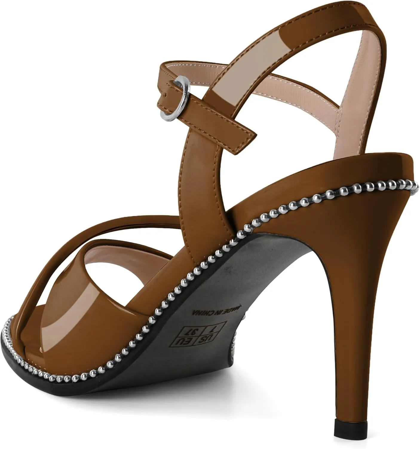 AUMOTED Women Stiletto High Heels Peep Open Toe Sandals Criss Cross Strappy Heels Wedding Office Cute Party Classic 3.1 Inch Summer Heels