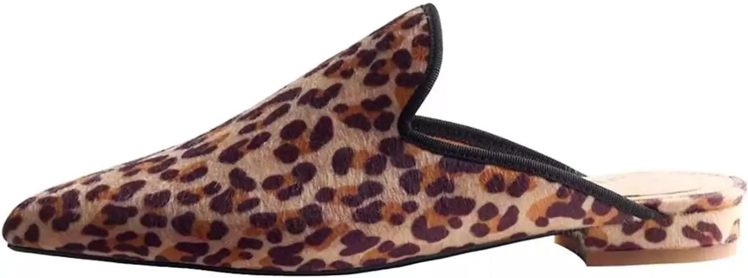 Axellion Comfortable Embroidered Mules for Women, Slip-on Backless Loafers with Pointed Toe, Stylish Flat Slides for Casual & Business Wear