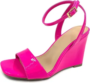 BAMBOO Women's Open Toe Ankle Strap Wedge Sandals