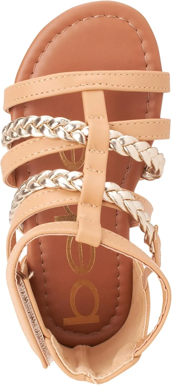 bebe Girls Sandals - Cute Open Toe Braided Strappy Gladiator Summer Sandals, Flower Girl Dress Shoes for Easter Beach Party