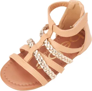 bebe Girls Sandals - Cute Open Toe Braided Strappy Gladiator Summer Sandals, Flower Girl Dress Shoes for Easter Beach Party