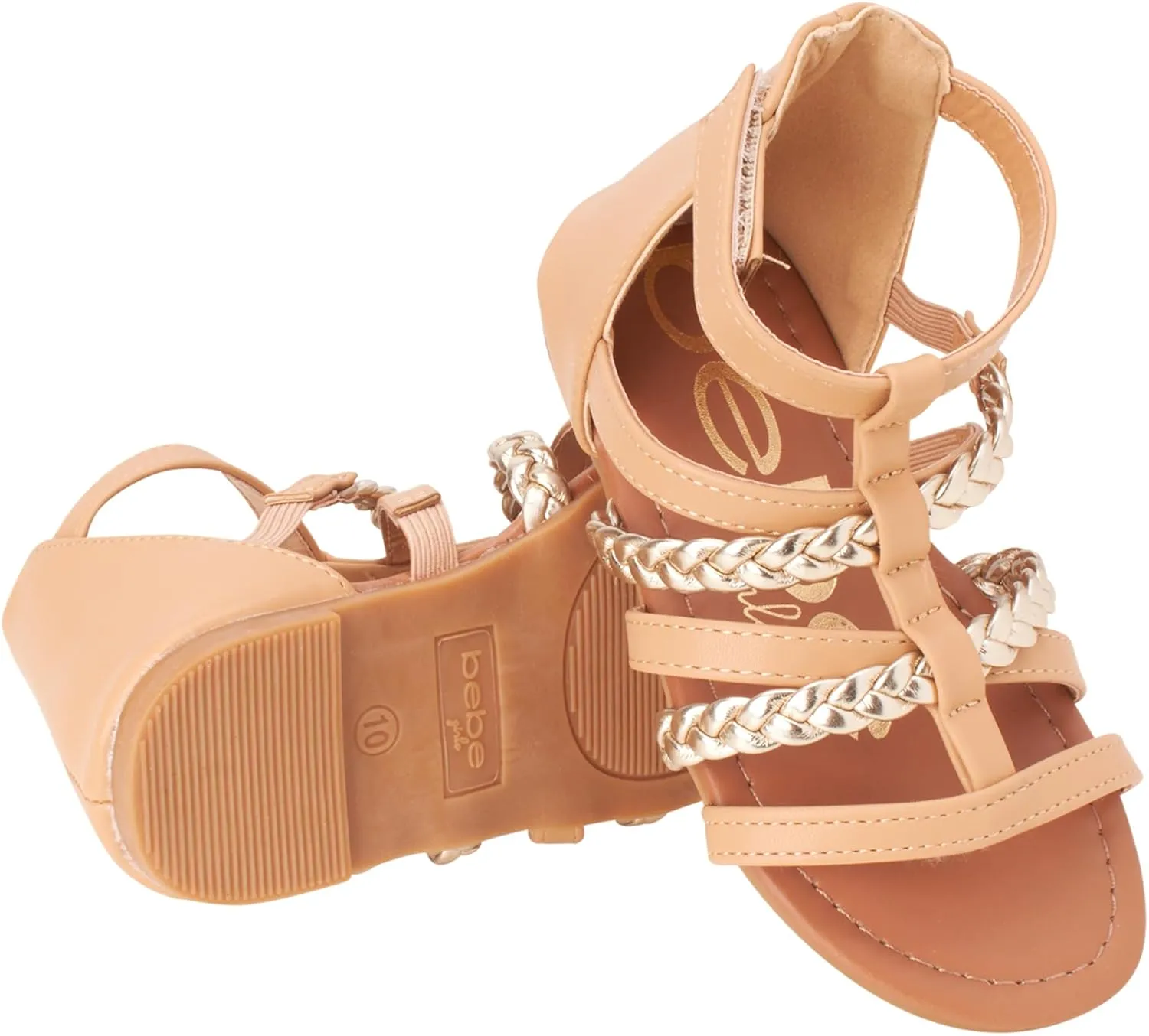 bebe Girls Sandals - Cute Open Toe Braided Strappy Gladiator Summer Sandals, Flower Girl Dress Shoes for Easter Beach Party