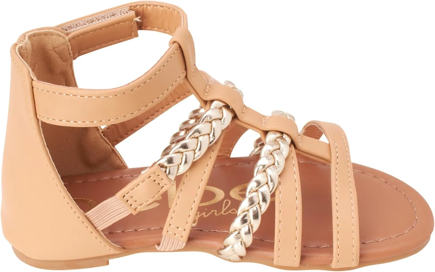 bebe Girls Sandals - Cute Open Toe Braided Strappy Gladiator Summer Sandals, Flower Girl Dress Shoes for Easter Beach Party
