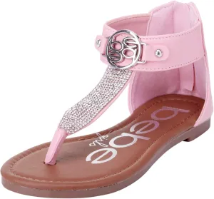 bebe Girls' Sandals - Rhinestone Thong Dress Sandals, Open Toe Easter Summer Shoes for Little and Big Girls
