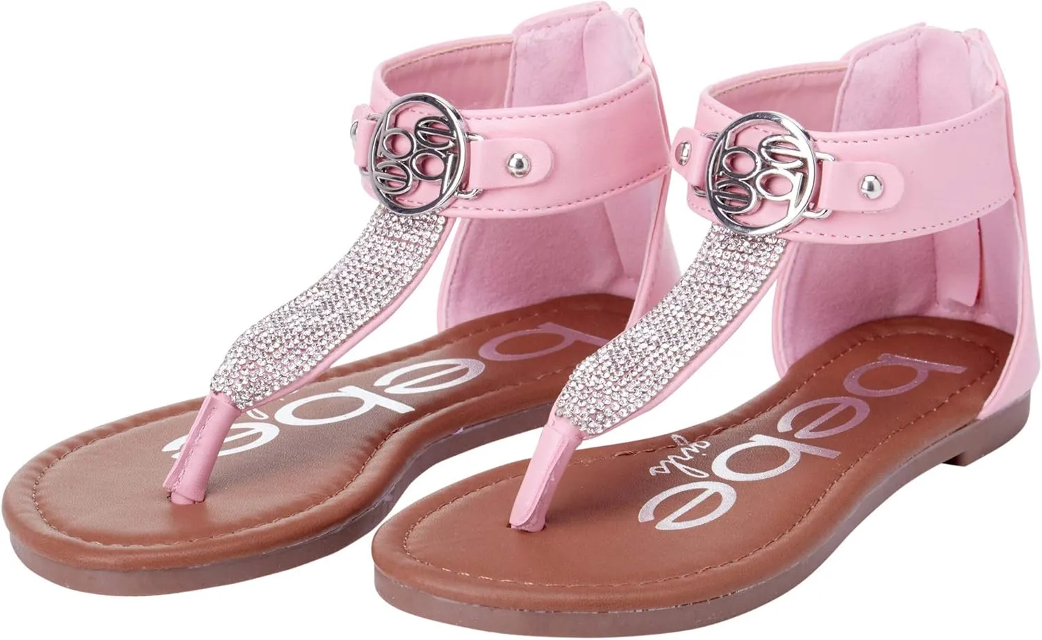 bebe Girls' Sandals - Rhinestone Thong Dress Sandals, Open Toe Easter Summer Shoes for Little and Big Girls