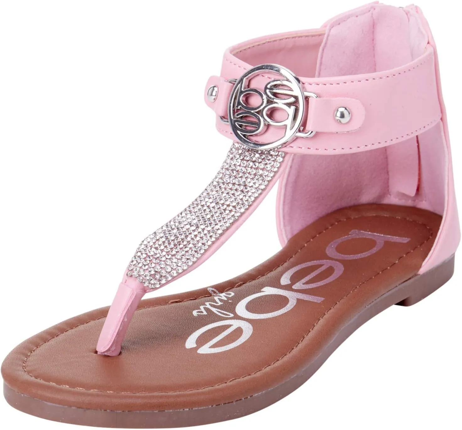 bebe Girls' Sandals - Rhinestone Thong Dress Sandals, Open Toe Easter Summer Shoes for Little and Big Girls