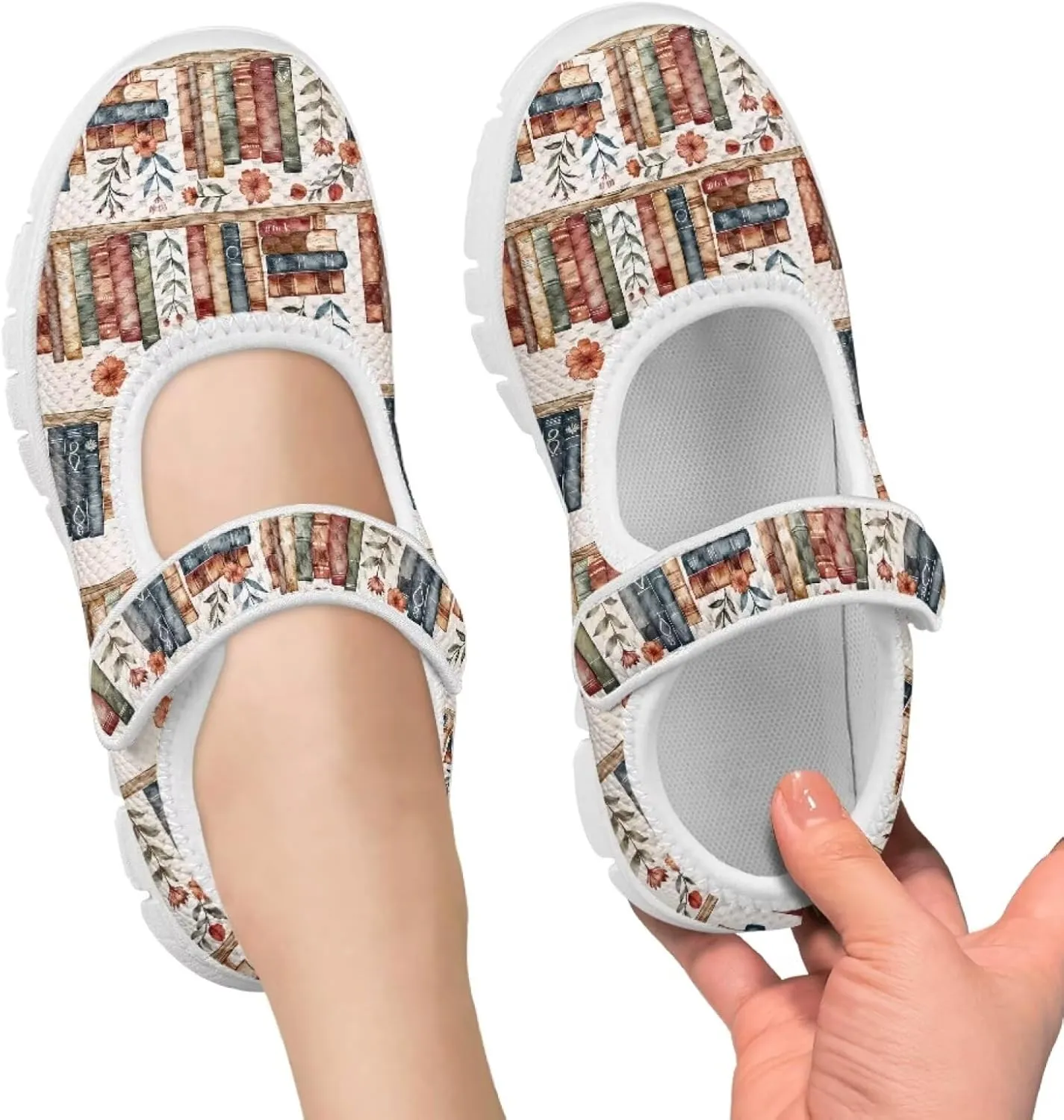 Binienty Girls School Uniform Shoes Classical Flats Mary Jane Sneakers Breathable Mesh Flat Shoes