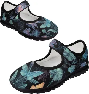 Binienty Women's Ankle Strap Mary Janes Round Toe Mesh Ballet Flats Memory Foam Walking Sneakers