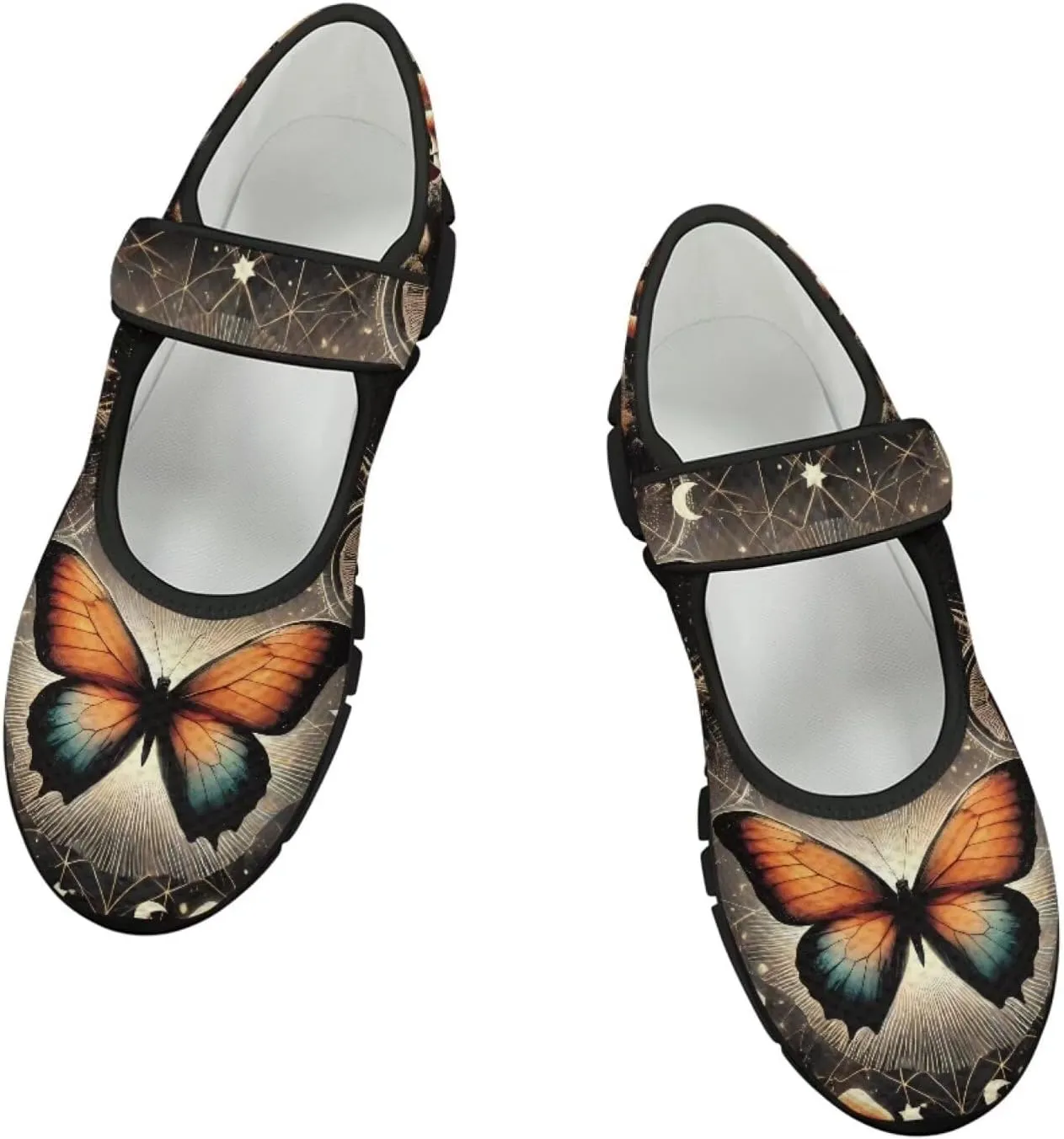 Binienty Women's Ankle Strap Mary Janes Round Toe Mesh Ballet Flats Memory Foam Walking Sneakers